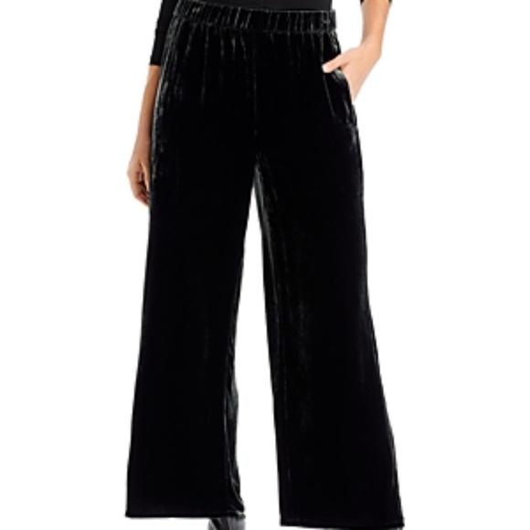 Eileen Fisher Wide Leg Silk Velvet Pants in Ivy, Size M, NWT